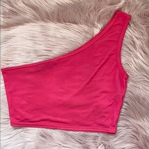 One Shoulder Pink Crop Top